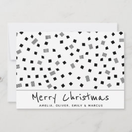 Cartão De Festividades Natal Simples Moderno Preto e Branco Padrão