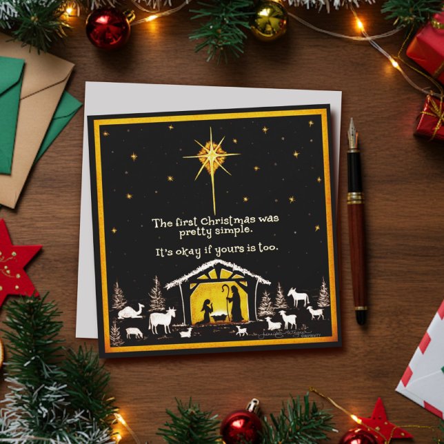 Cartão De Festividades Natal Simples Primeiro Presépio Simples Inspiração (Criador carregado)