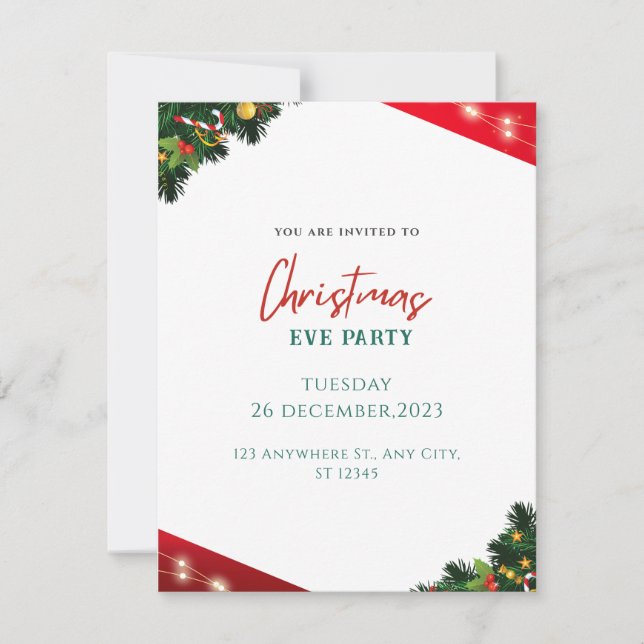 Cartão De Festividades Natal Simples Vermelho e Branco  (Frente)