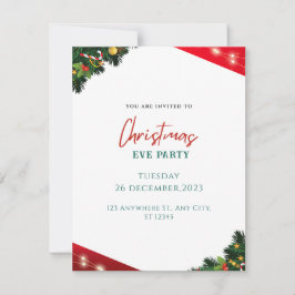 Cartão De Festividades Natal Simples Vermelho e Branco