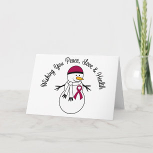 Cartão De Festividades Natal Snowman Myeloma Ribbon