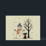 Cartão De Festividades Natal Snowman Xmas Dog Winter<br><div class="desc">Natal Snowman Xmas Dog Winter</div>