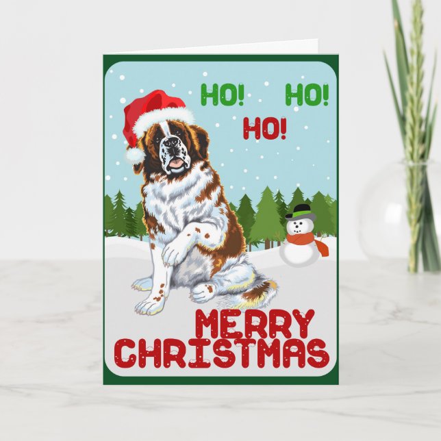 Cartão De Festividades Natal St Bernard (Frente)