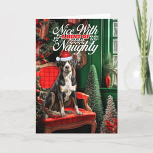 Cartão De Festividades Natal Suíço Cachorro de Montanha travesso ou legal