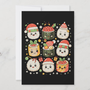 Cartão De Festividades Natal Sushi Kawaii Santa Comida Japonesa Xmas