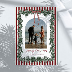 Cartão De Festividades Natal Tradicional de Foto de Família com Arco de S