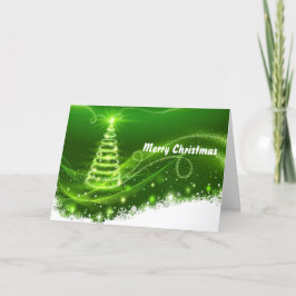 Cartão De Festividades Natal Verde bonito para a Neve