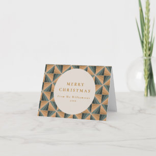 Cartão De Festividades Natal Verde Deco Vintage Personalizado Dobrado em