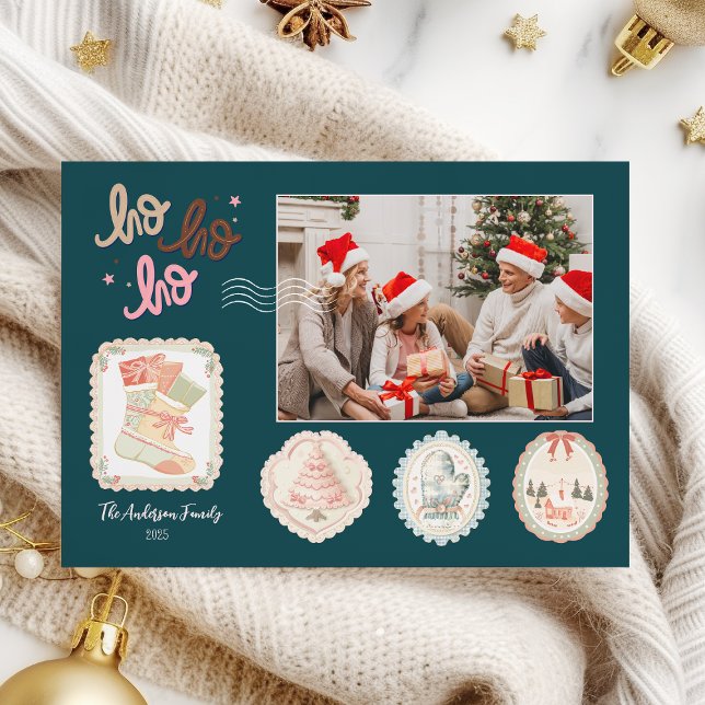 Cartão De Festividades Natal Verde Rosa (Criador carregado)