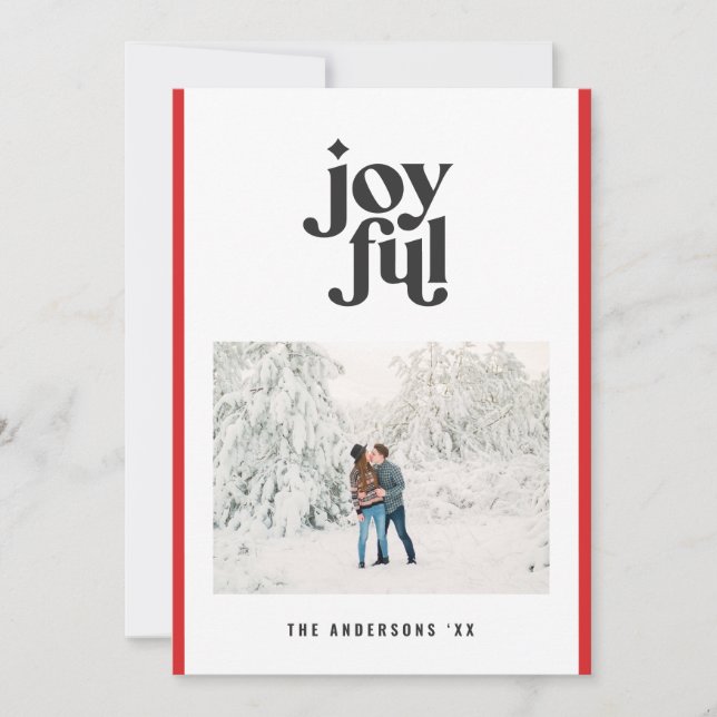 Cartão De Festividades Natal vermelho alegre e moderno (Frente)