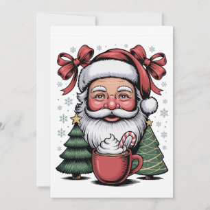 Cartão De Festividades Natal Vermelho Coquete Papai Noel Xmas Feriado Fam