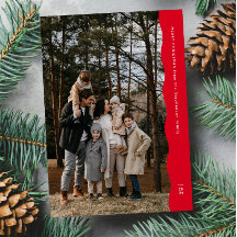 Natal vermelho simples moderno com duas fotos e bo