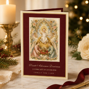 Cartão De Festividades Natal Vintage Católico Menino Jesus Anjos