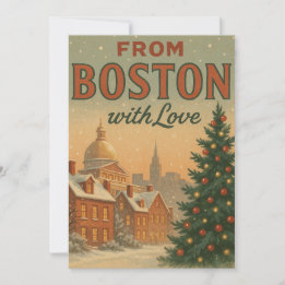 Cartão De Festividades Natal Vintage De Boston Com Amor