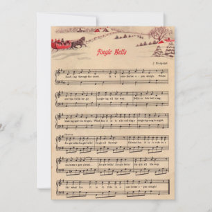 Cartão De Festividades Natal, Vintage Sheet Music, Jingle Bells