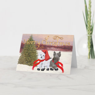 Cartão De Festividades Natal Westie Scottie