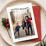 Cartão De Festividades Natal Whimsical Black & White Family<br><div class="desc">Capture a alegria da temporada de festas com este cartão de natal de família branca e negra. Apresentando uma fotografia de "Natal mais feliz" curvada e lúcida no topo e um layout minimalista, este cartão destaca a foto de sua família de uma forma divertida e moderna. Perfeito por compartilhar sua...</div>