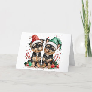 Cartão De Festividades Natal Yorkshire Terrier Dogs