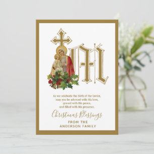 Cartão De Festividades Natalina Religiosa Virgem Maria Jesus