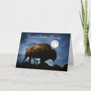 Cartão De Festividades Native American Bison Winter Solstice Card
