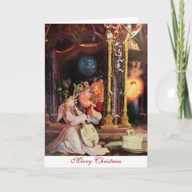 CARTÃO DE FESTIVIDADES NATIVIDADE COM ANJOS - MÁGICA DO NATAL (Frente)