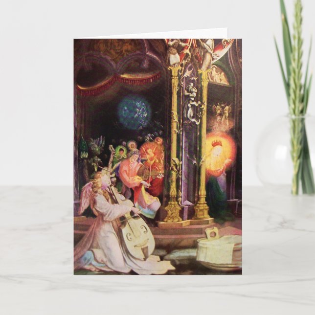 CARTÃO DE FESTIVIDADES NATIVIDADE COM ANJOS - MÁGICA DO NATAL (Frente)