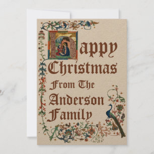 Cartão De Festividades Natividade de Natal Iluminosa Medieval