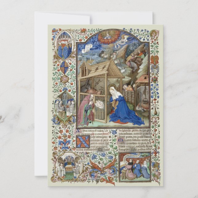 Cartão De Festividades Natividade de Natal medieval do mestre Bedford (Frente)