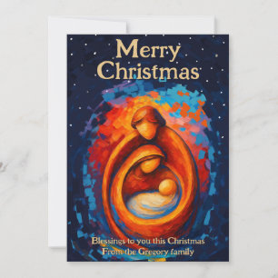 Cartão De Festividades Natividade de Natal Moderno com Retro Personalizad