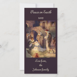 Cartão De Festividades Natividade de Natal Vintage, 3 Pastores e Jesus