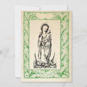 Cartão De Festividades Natividade Medieval Maria e Jesus Fronteira Sagrad