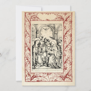 Cartão De Festividades Natividade Medieval Maria e Jesus Fronteira Sagrad