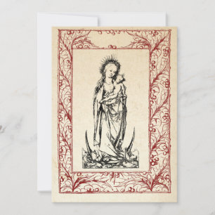 Cartão De Festividades Natividade Medieval Maria e Jesus Fronteira Sagrad