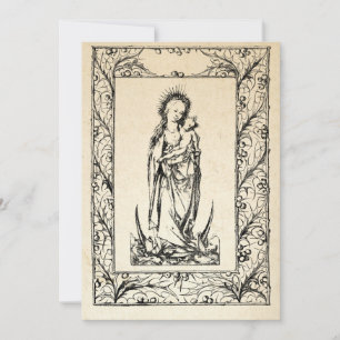 Cartão De Festividades Natividade Medieval Maria e Jesus Fronteira Sagrad