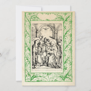 Cartão De Festividades Natividade Medieval Maria e Jesus Fronteira Sagrad