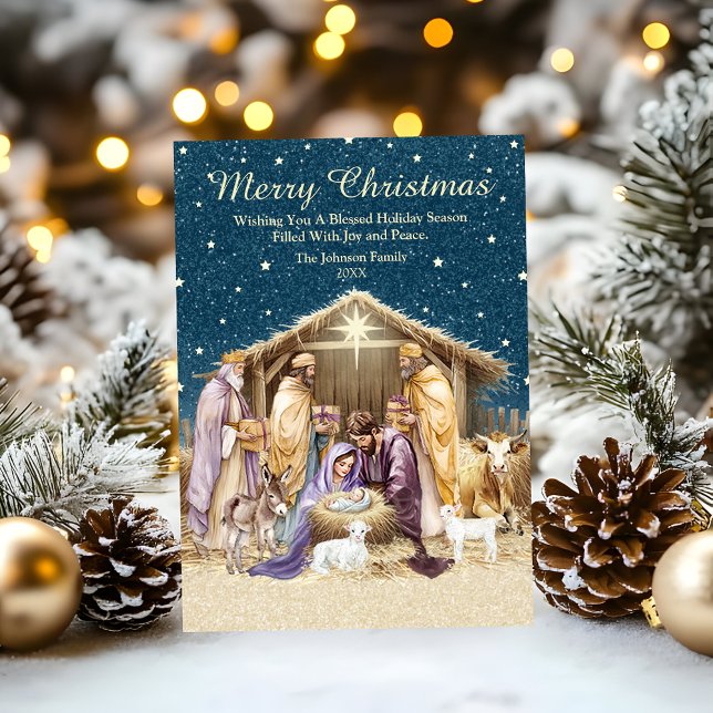Cartão De Festividades Natividade natalícia de aquarela (Criador carregado)