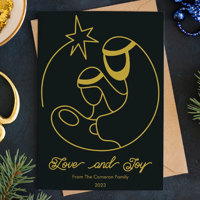 Cartão De Festividades Natividade Religiosa de Natal Chata Elegante (Criador carregado)