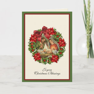 Cartão De Festividades Natividade Religiosa Virgem Maria Jesus José Flora