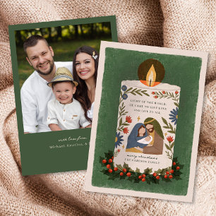 Cartão De Festividades Natividade russa vela de Natal religioso Foto
