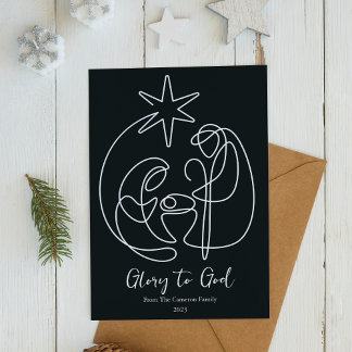 Cartão De Festividades Natividade Simples Religiosa Natal Plano