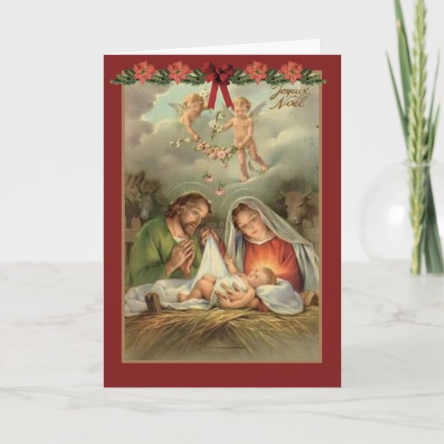 Cartão De Festividades Nativity Holy Family Mary Joseph Baby Jesus (Frente)
