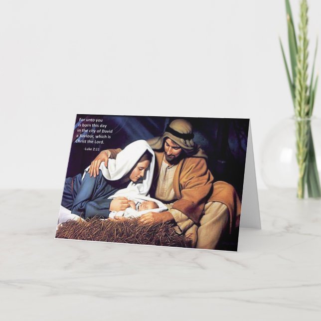 Cartão De Festividades Nativity / Luke 2:11 (Frente)