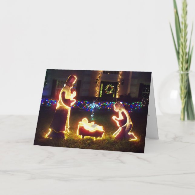 Cartão De Festividades Nativity Manger Scene Isaiah 9:6 Christmas Card (Frente)