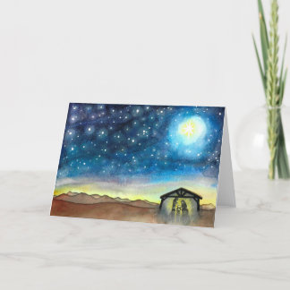 Cartão De Festividades Nativity Night Sky Holiday Card