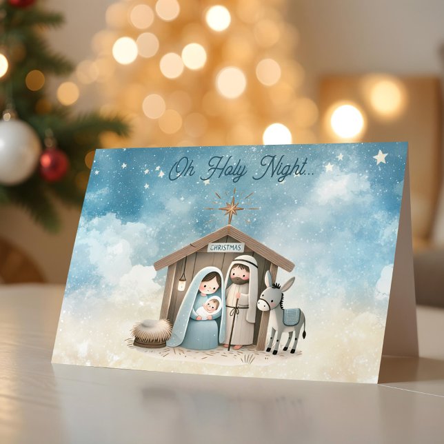 Cartão De Festividades Nativity Scene Oh Holy Night Christmas Card (Nativity Scene Oh Holy Night Christmas Card)