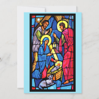 Cartão De Festividades Nativity Stained Glass Christmas