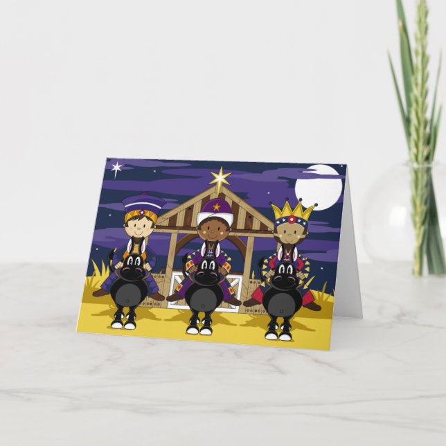 Cartão De Festividades Nativity Three Kings Greeting Card (Frente)