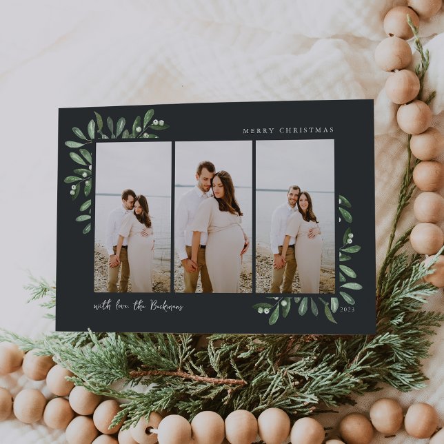 Cartão De Festividades Naturalmente Joyful | Elegante Watercolor 3 Foto (Criador carregado)