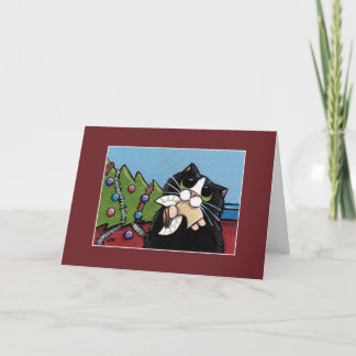Cartão De Festividades Naughty Cat & Christmas Angel | Christmas Card