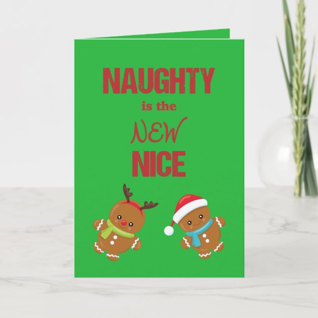 Cartão De Festividades Naughty é o novo Nice com Gingercake Boys (Frente)